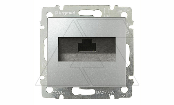 Valena - Розетка 1хRJ-45 UTP CAT5E монтаж на захватах, алюминий