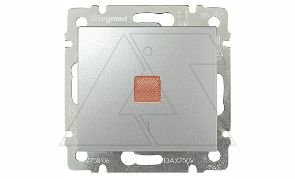 Valena - Выключатель двухполюсный с индикацией, алюминий