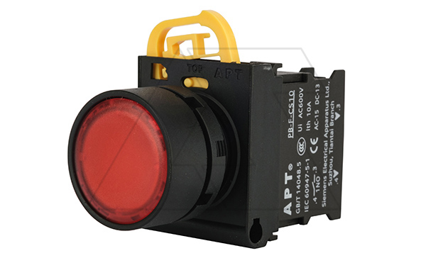 Кнопка плоская PB3E, красная, с фиксацией, с подсветкой без LED, 1NO, 6A 230VAC/24VDC, 22mm, IP65