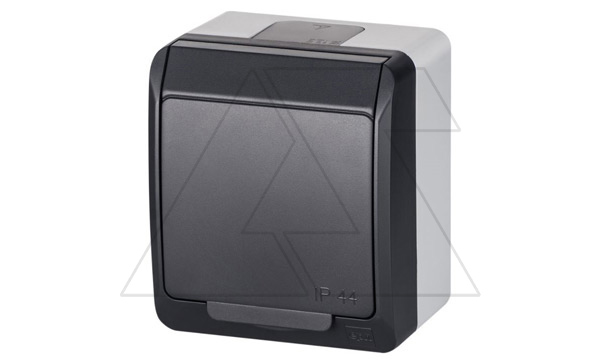 HERMES - Розетка 2P+E, 16A/250V, с крышкой, IP44, антрацит