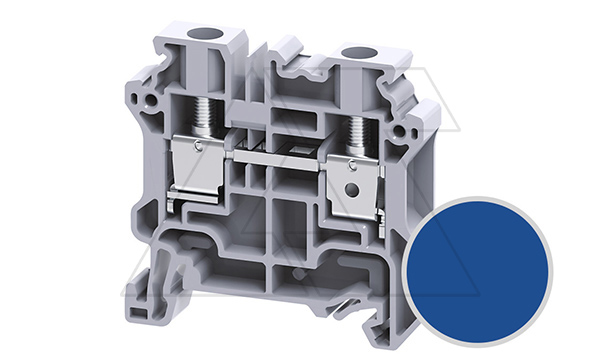 Клемма проходная CY6BU /8x50mm, винтовая, 2 присоед., 6(max 10)mm2, 41A, 1000V, синяя