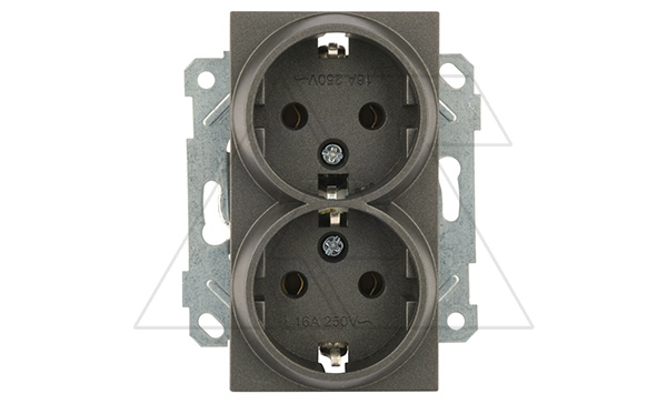 Rita - Розетка двойная 2x2P+E, дымчатый