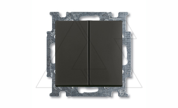 Basic 55 - Выключатель двухклавишный (шато-черный, блистер)