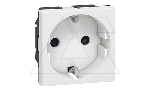 Mosaic - Розетка 2P+E, 2М, защ. шторки, пруж. зажимы, белый