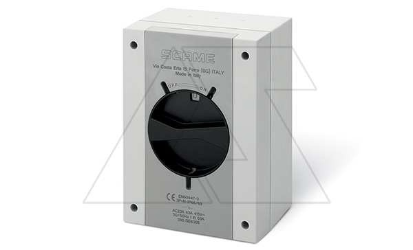 Выключатель нагрузки, 3P, 63A (40A AC3), 690VAC, габ. Y2, черная блок. рукоятка, в пластм. корпусе IP66/IP69, ISOLATORS