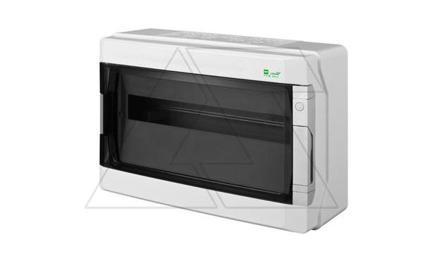 Щит навесной GALANT 1x18M, N/PE 2x 10x16+10x10mm2, дымчатая пласт. дверь, светло-серый RAL7035, 291x432x160mm, IP65