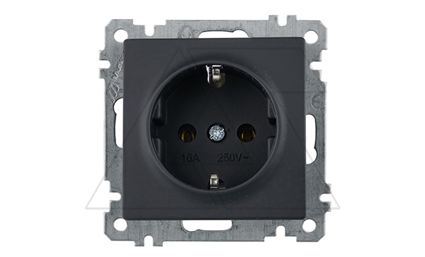 21 - Розетка 2P+E, черный мат
