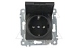 Rita - Розетка 2P+E, с крышкой, защ. шторки, черный мат от интернет-магазина amperkin.by