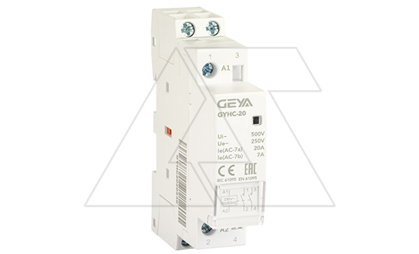 Контактор модульный GYHC-2P, 20A, 2NO, 230VAC, 1M