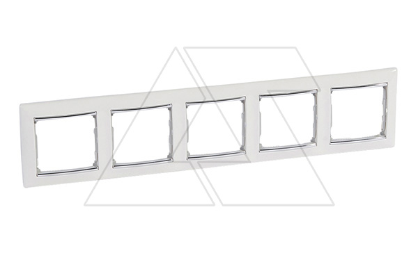 Valena - Рамка 5 постов верт/гориз, белый/серебро