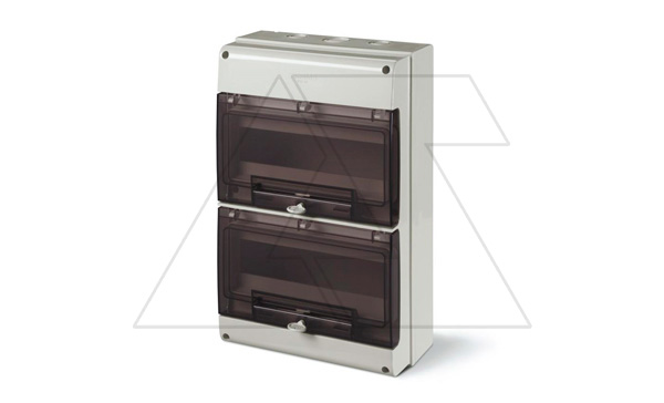 Щит модульный навесной M400, 24M (2x12), дымчатая дверь, 256x400x140mm, IK07, IP66, серия DOMINO