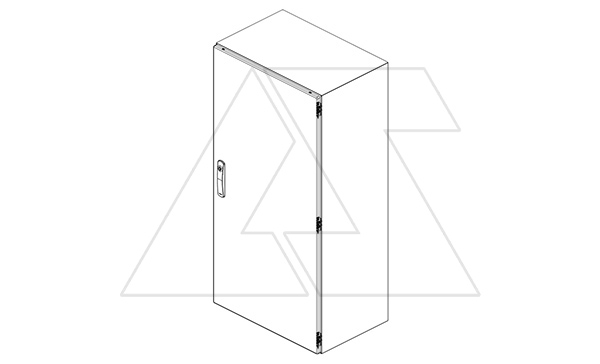 Щит DM моноблочный 1200x600x400мм (ВхШхГ) навесной с монт. панелью, 1 глухая дверь, ригельный замок, 3 петли, RAL7035, IP66