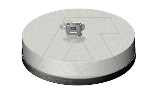 Основание F-FIX-16 бетонное, для молниеприемного стержня Ø16мм, 16кг, 373х84мм, с клеммой и подложкой