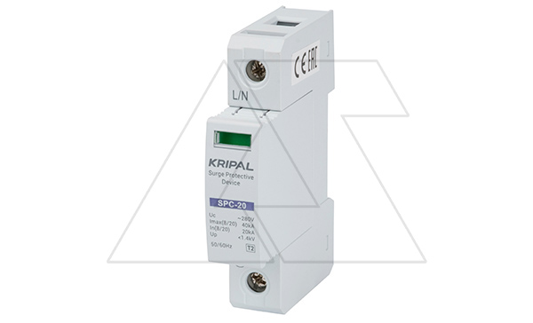 Разрядник SPC-20/280/1P, 1P, 280VAC, In=20kA(8/20µs), класс C, индикация, 1M