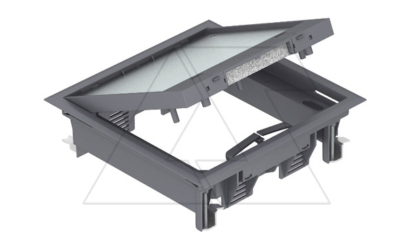 Лючок GES4-2U10T 7011, универсальный, 12М, под покрытие до 10мм, серый RAL 7011, полиамид