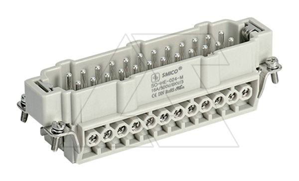 Вставка контактная, размер H24B, тип вилка, 24P+PE (25-48), 16A, 500V, винтовой зажим