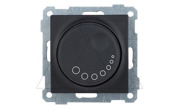 21 - Светорегулятор (RL) с подсветкой, поворотный, 1000 Вт, черный мат