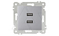 Rita - Розетка 2xUSB Type A, нерж. сталь от интернет-магазина amperkin.by
