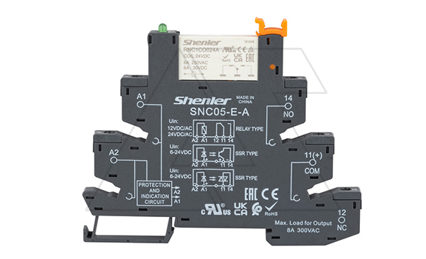Реле интерфейсное RNC1CO024A с колодкой SNC05-E-A, винтовой зажим, 1CO, 6A(250VAC), 24VAC/DC, AgSnO2/Au, LED, W=6.2mm
