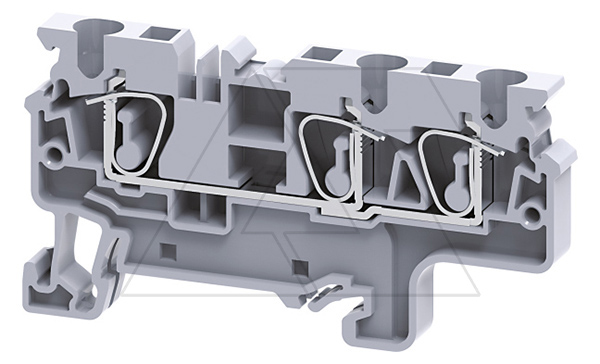 Клемма проходная CX4/3 /6x70,5mm, пружинная, 3 присоед., 4(max 6)mm2, 32A, 1000V, серая