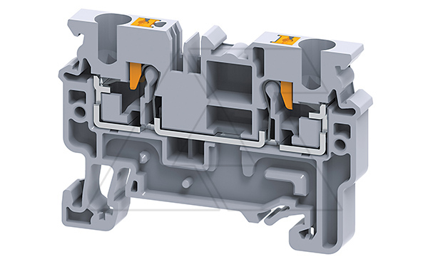 Клемма проходная CP4 /6x54,8mm, push-in, 2 присоед., 4(max 6)mm2, 32A, 1000V, серая