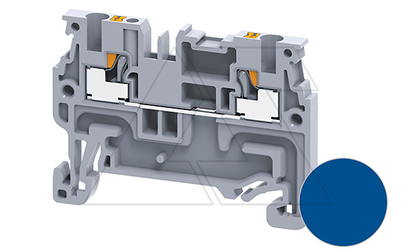 Клемма проходная CP1.5BU /3,5x45,3mm, push-in, 2 присоед., 1,5(max 2,5)mm2, 15A, 800V, синяя