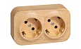 Quteo - Розетка 2x2P+E нем. стд. со шторками (дерево) от интернет-магазина amperkin.by
