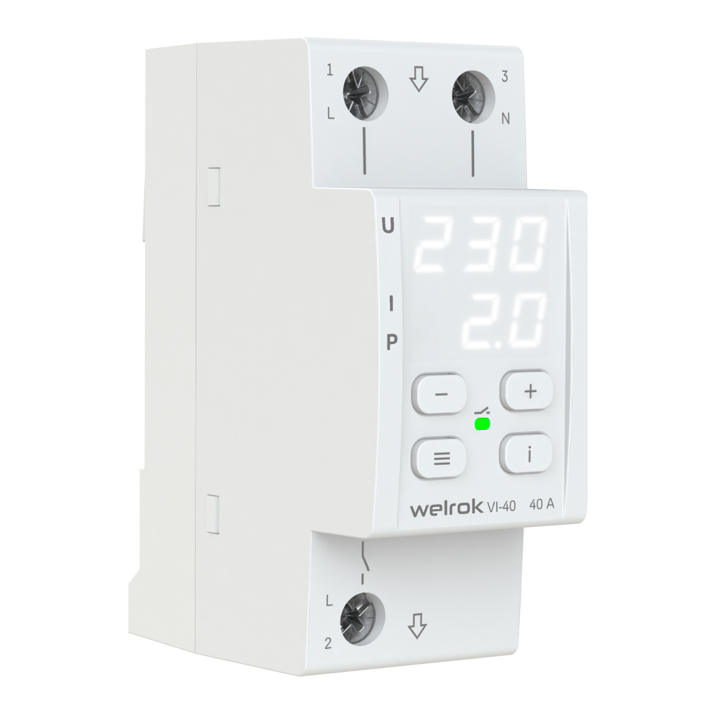 Реле напряжения c контролем тока Welrok VI-40 от интернет-магазина amperkin.by