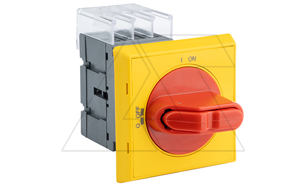 Выкл. нагрузки OT16FT3HY3ST1, 16A 3P монтаж на дверь с желто-красной блок. рукояткой на 3 замка OHYS2RJ IP65 и крышкой OTS40T3