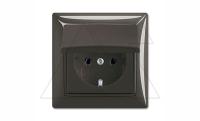 Basic 55 - Розетка 2P+E нем. стд. с крышкой и рамкой, IP 44 (шато-черный)