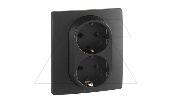 Etika - Розетка 2x2P+E нем. стд. (антрацит), (снят с производства)