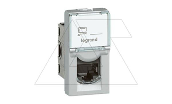 Mosaic - Розетка RJ-45 Кат.6 FTP, 1М, с окном маркировки, алюминий