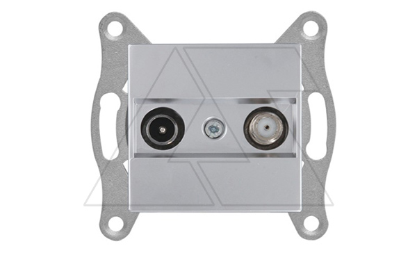 Rita - Розетка TV-SAT, проходная, 4Дб/F разъем, нерж. сталь