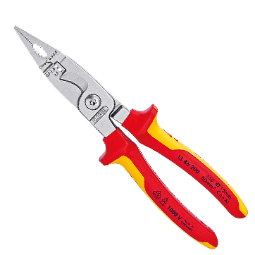 Клещи электромонтажные VDE 1000V, 6-в-1, L-200 мм, хром., 2-комп. рукоятки (KNIPEX)