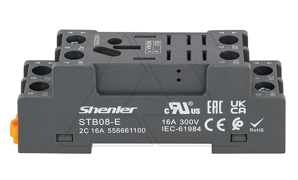 Цоколь STB08-E, 16A(300V), винтовой зажим, черный, на рейку DIN35, для RKL1CO, RKL2CO, 56.31, 56.32, RPM2, LY1, LY2