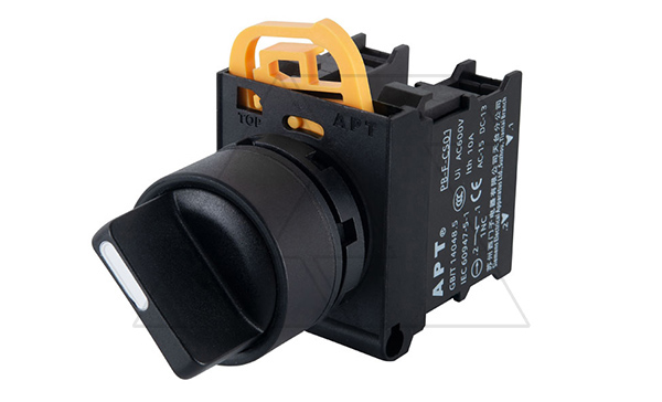 Переключатель PB3E, черный, 0<-I, возврат, 1NO, 6A 230VAC/24VDC, без подсветки, 22mm, IP65