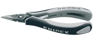 Плоскогубцы захватные прецизионные ESD для электроники, плоскокруглые губки, L-130 мм, антистатическ