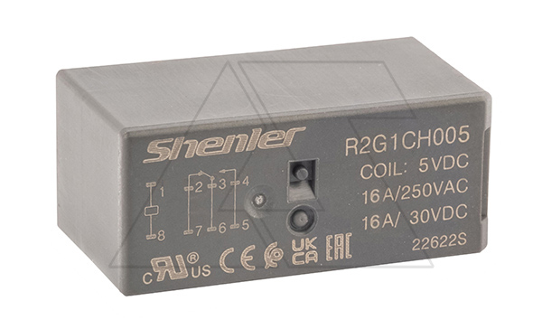 Реле R2G1CH005, 1CO, 16A(250VAC/30VDC), 5VDC,  растр. 5mm, IP50