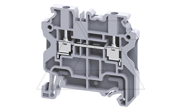 Клемма проходная CY2.5 /5x50mm, винтовая, 2 присоед., 2,5(max 4)mm2, 24A, 1000V, серая