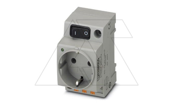 Розетка EO-CF/PT/LED/S с переключателем и индикатором, push-in зажимы, монтаж DIN-рейка / прямой, 16A, 250VAC, серая