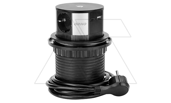 Блок розет. встр. выдвижн. d=100мм,2хUSB Type A+С,быстр. заряд., 3A/5V,2A/9V,1,5A/12V + 3x2P+E,беспровод, заряд.,3680вт,кабель 1,5м, черный (стикер.)