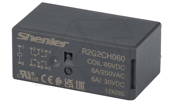Реле R2G2CH060, 2CO, 8A(250VAC/30VDC), 60VDC,  растр. 5mm, IP50