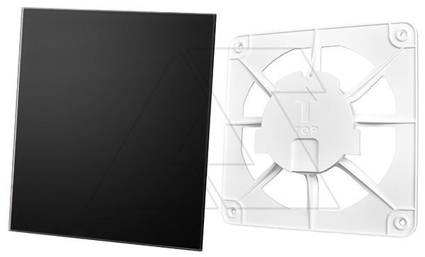 Решетка вентиляционная с панелью декоративной универсальной dRim, стекло, черный матовый