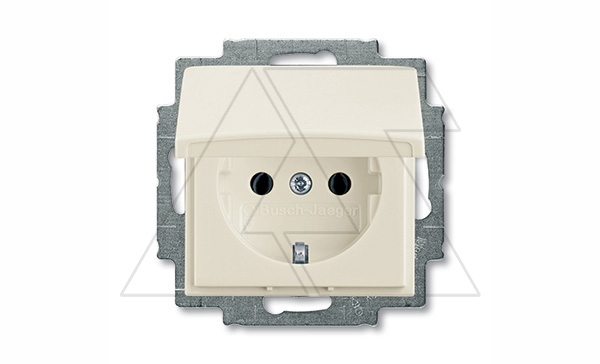 Basic 55 - Розетка 2P+E нем. стд. с крышкой (шале-белый)