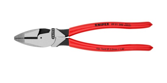 Плоскогубцы электромонтёра Lineman's Pliers, L-240 мм, чёрные, обливные рукоятки (KNIPEX)
