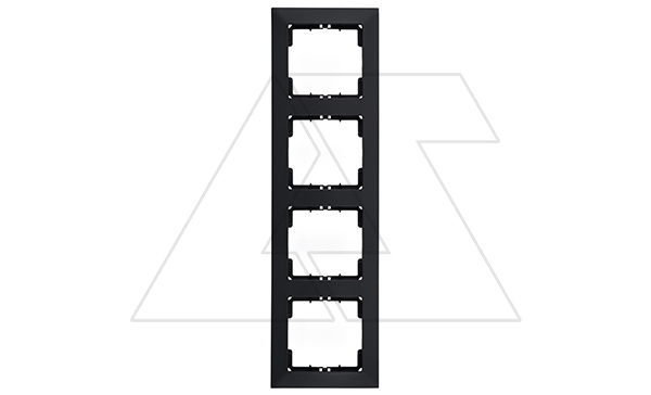 Candela - Рамка 4 поста, к механизмам серии 21, вертикальный монтаж, черный мат