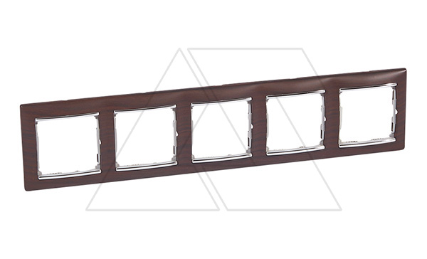 Valena - Рамка 5 постов верт/гориз, темное дерево/серебро