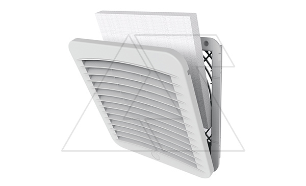 Фильтр-решетка, габариты 250x250x47,5мм, вырез 223x223мм, пылеудерживающая способность 600г/м2, IP54, RAL7035