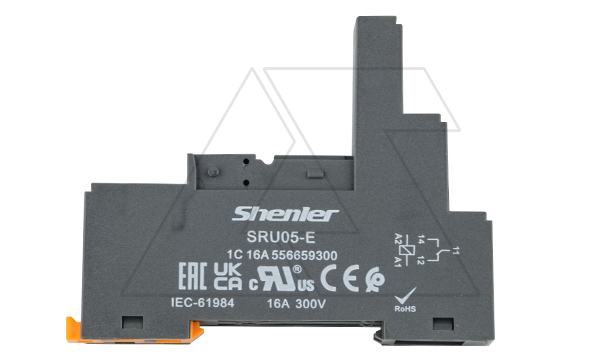 Цоколь SRU05-E, 16A(300V), винтовой зажим, черный, на рейку DIN35/панель, для RFT1CO, 46.61, G2R-1, KRI1