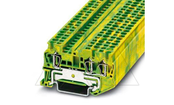 Клемма защитного проводника ST 2,5-TWIN-PE /5,2mm, пружинная, 3 присоед., 2,5(max 4)mm2, желто-зеленая